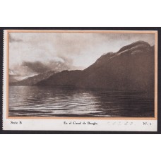 TIERRA DEL FUEGO TARJETA POSTAL DEL CAP POLONIO CON MATASELLO A BORDO DEL BARCO DE HSDG CON VISTA CANAL DE BEAGLE PATAGONIA